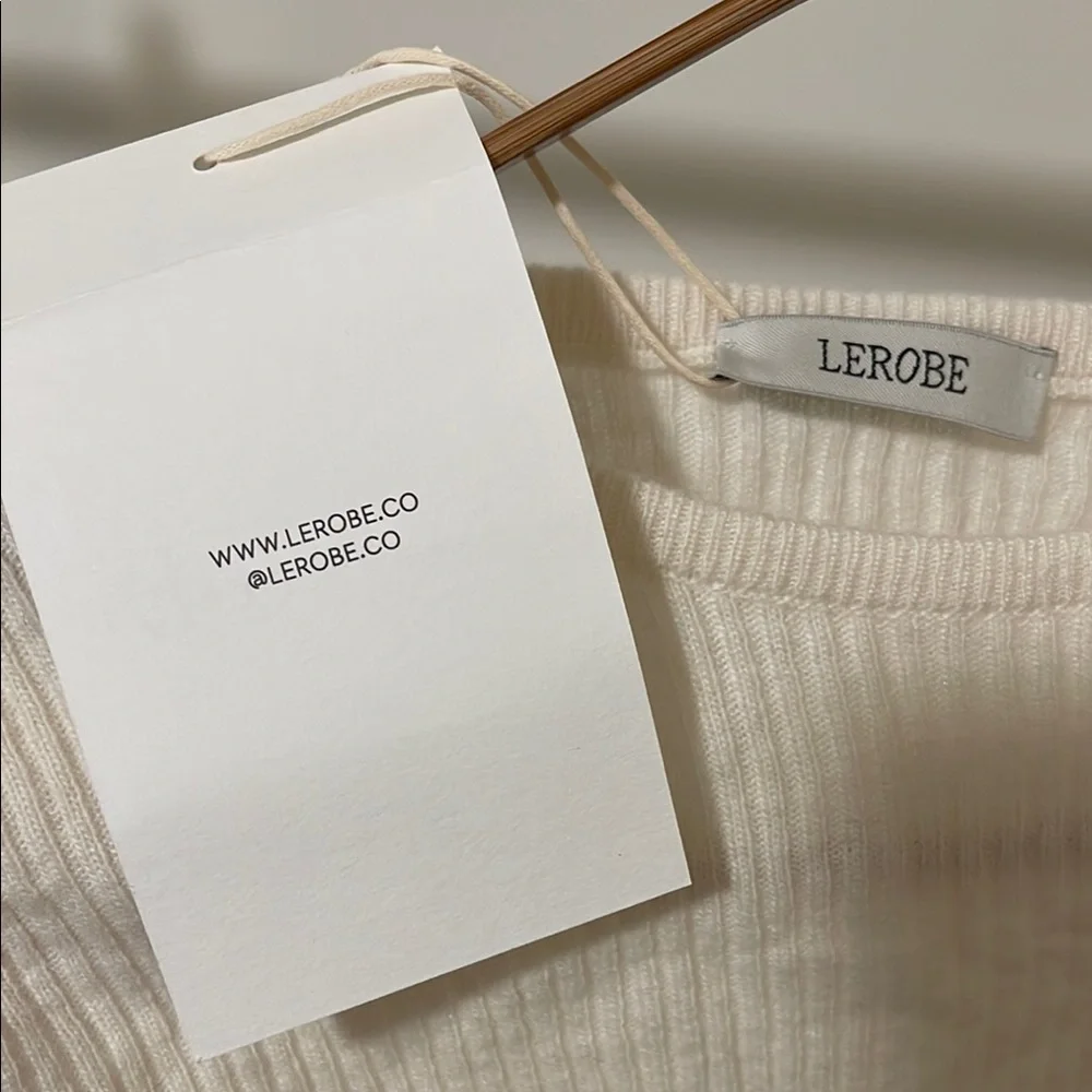 LEROBE White Ribbed Wool Sweater - Picture 3 of 5